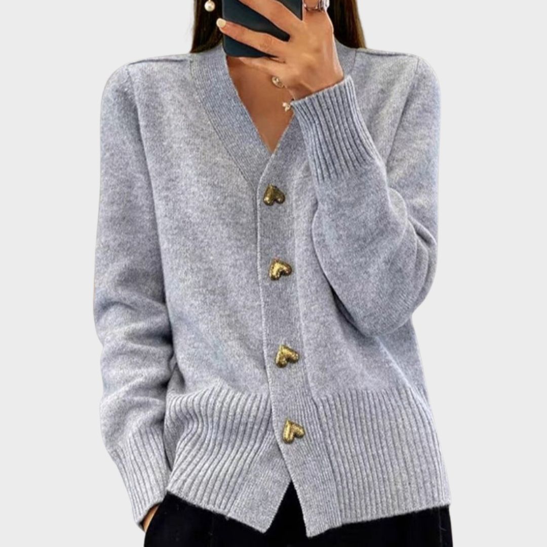 Hayden Chasie | Elegant Hjärtknapp Cardigan