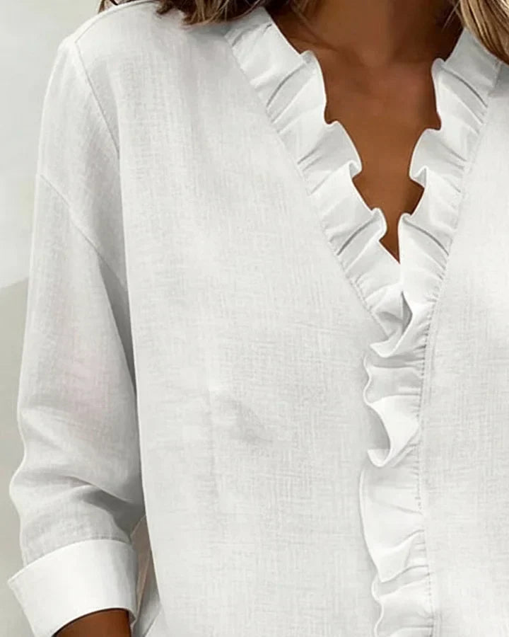 Indie™ | Blus med V-ringning och långärmad