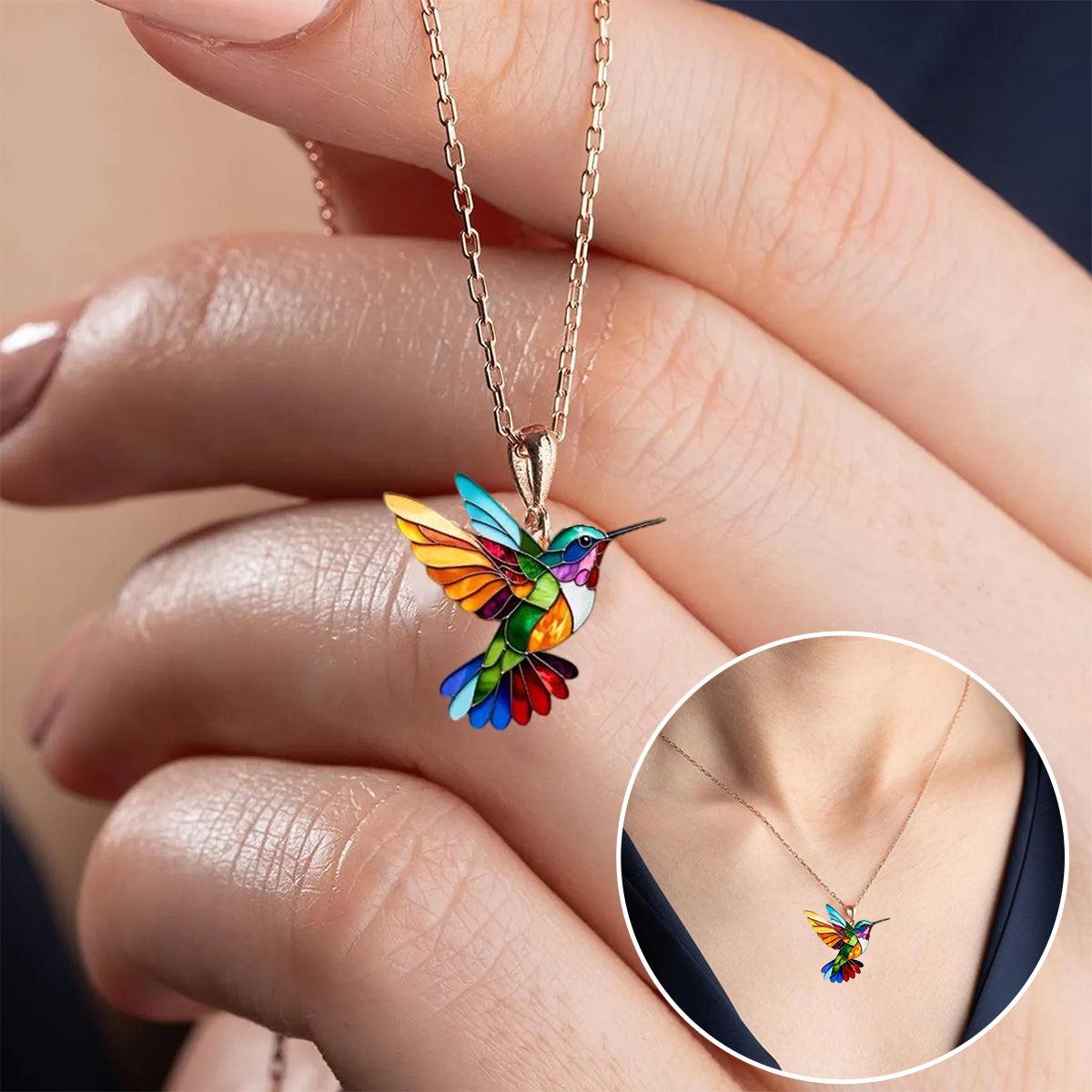Kim™ | Kolibri-halsband och örhängen