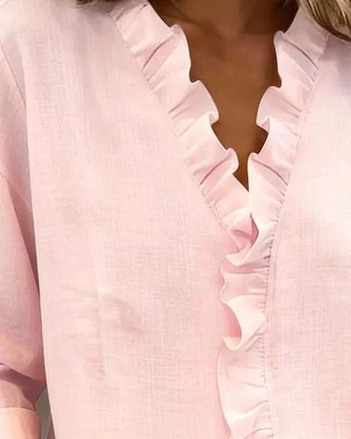 Indie™ | Blus med V-ringning och långärmad