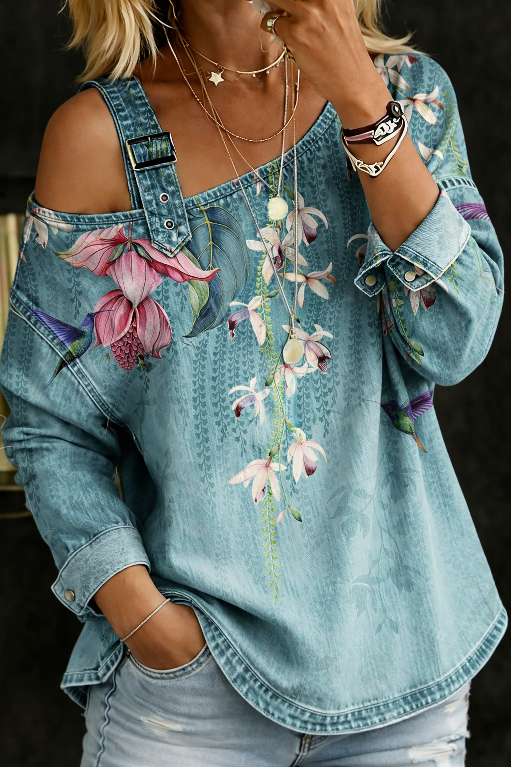 Danielle™ | Axelbandslös Denimtopp