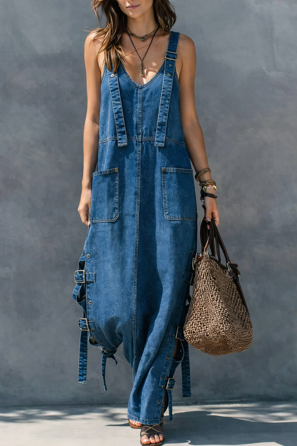 Harper | Elastisk Midja Denim Jumpsuit