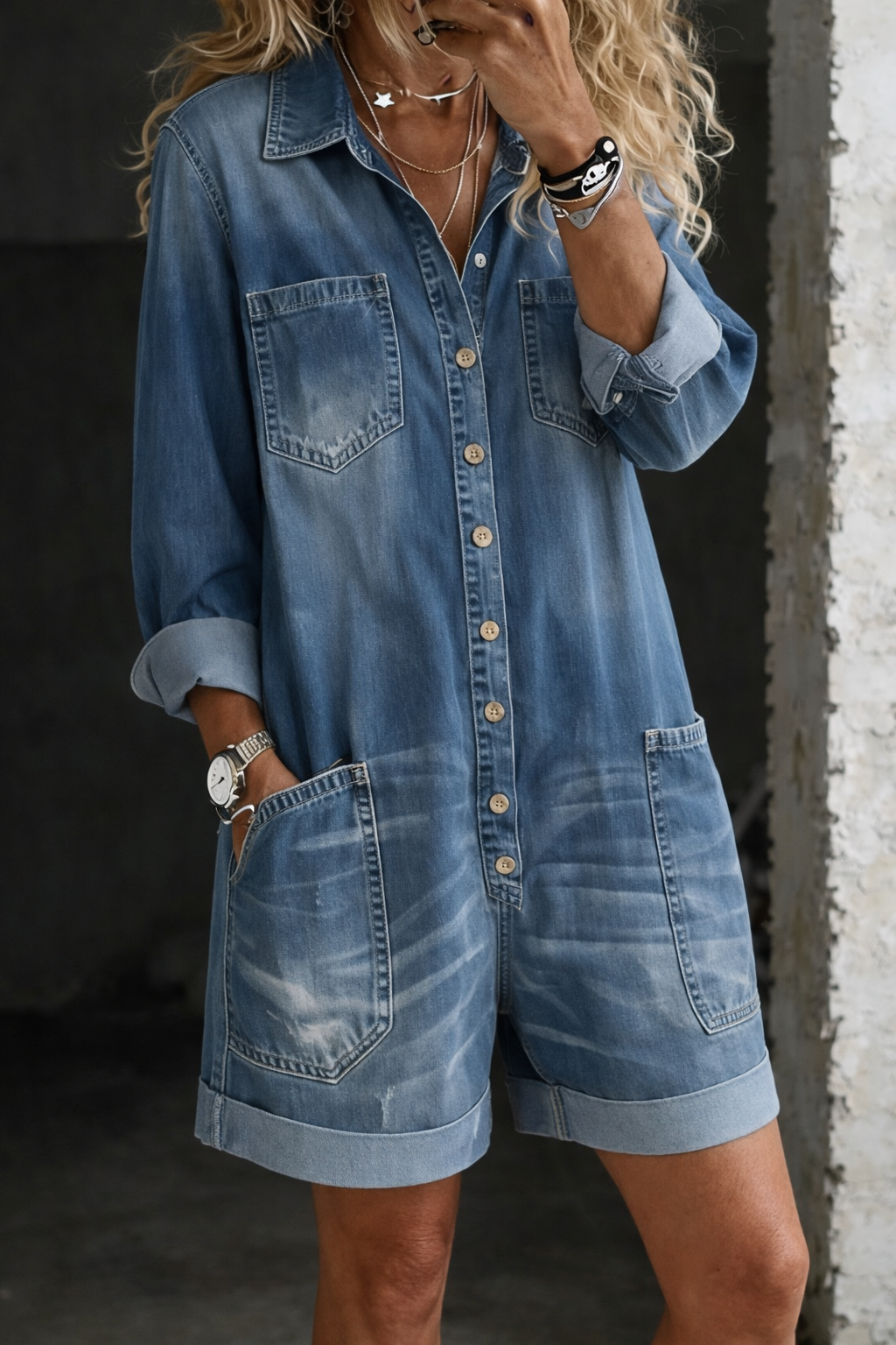 Nora™ | Denim Jumpsuit Shorts