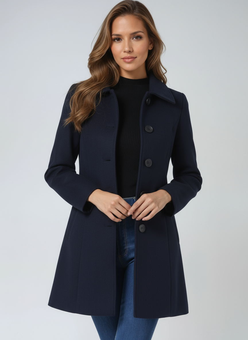 Josephine - Enkelknäppt Vinter Trench Coat