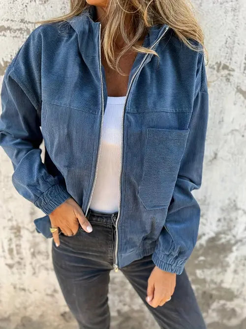 Caroline™ | Cordjacka med dragkedja