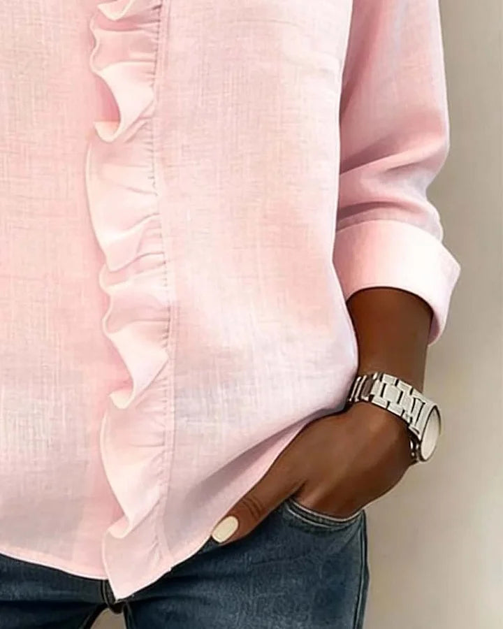 Indie™ | Blus med V-ringning och långärmad