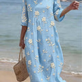 Maxine™ | Broderad klänning med halvlånga ärmar