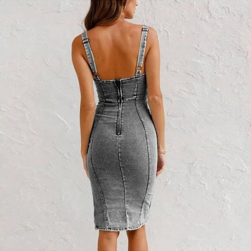CORALINE | ELEGANT DENIMTRYCKKLÄNNING