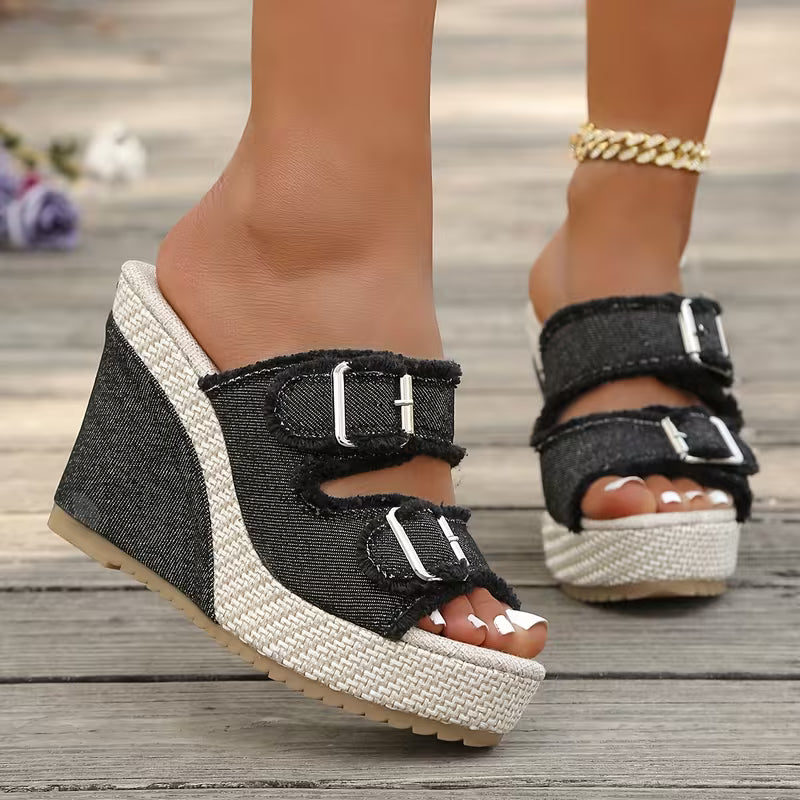 Atelier™ | Sandaler med kilklack och fransiga kanter