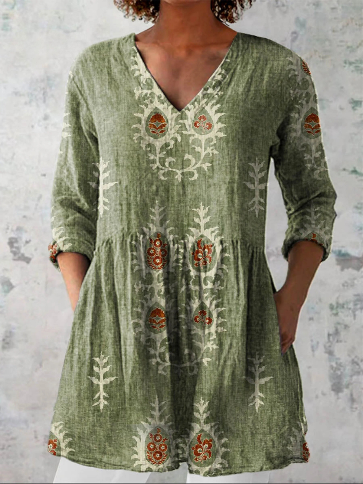 Elise™ | Lång blus med V-ringning