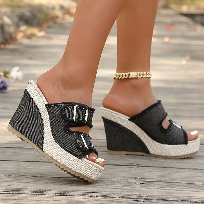 Atelier™ | Sandaler med kilklack och fransiga kanter