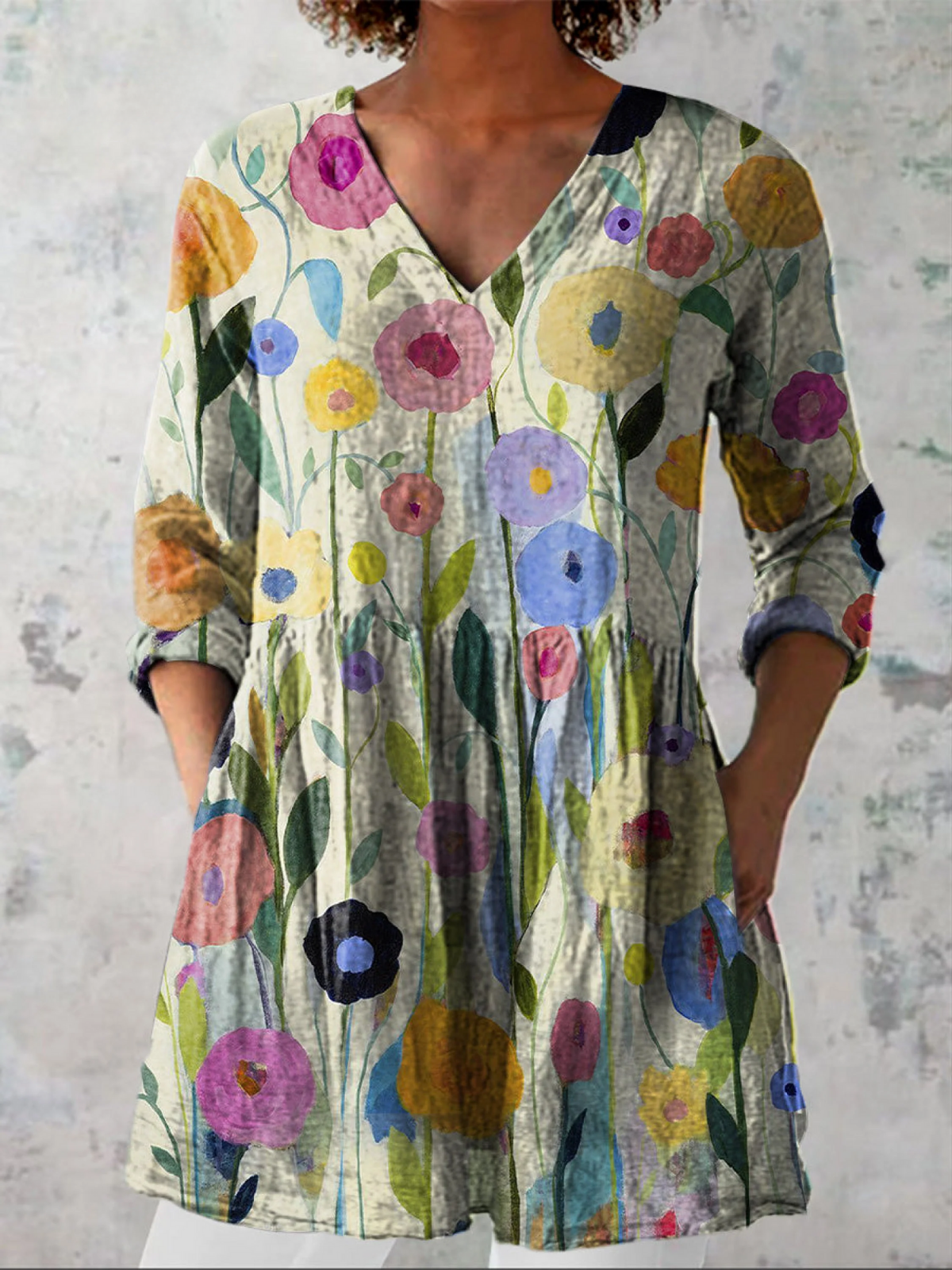 Louise™ | Lång blus med V-ringning