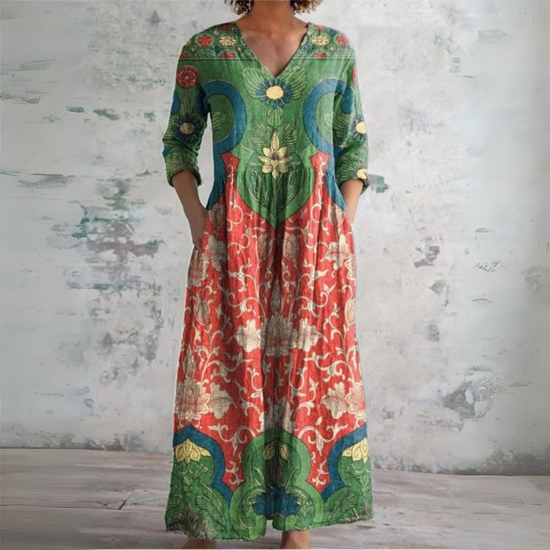 Judith™ | Maxiklänning i vintageblommönster