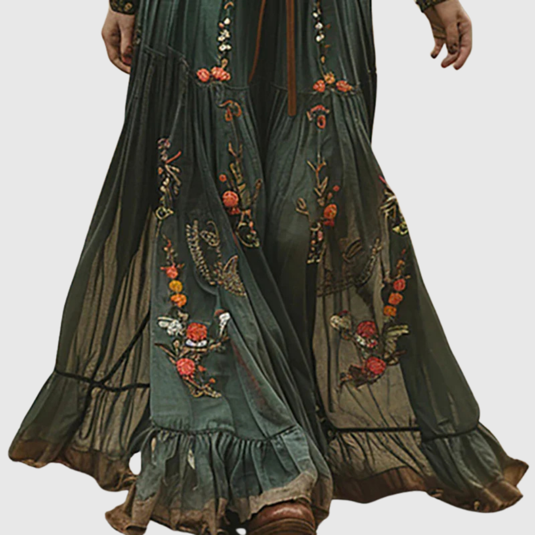 Alina Soleil | Romantisk Boho Maxi Klänning