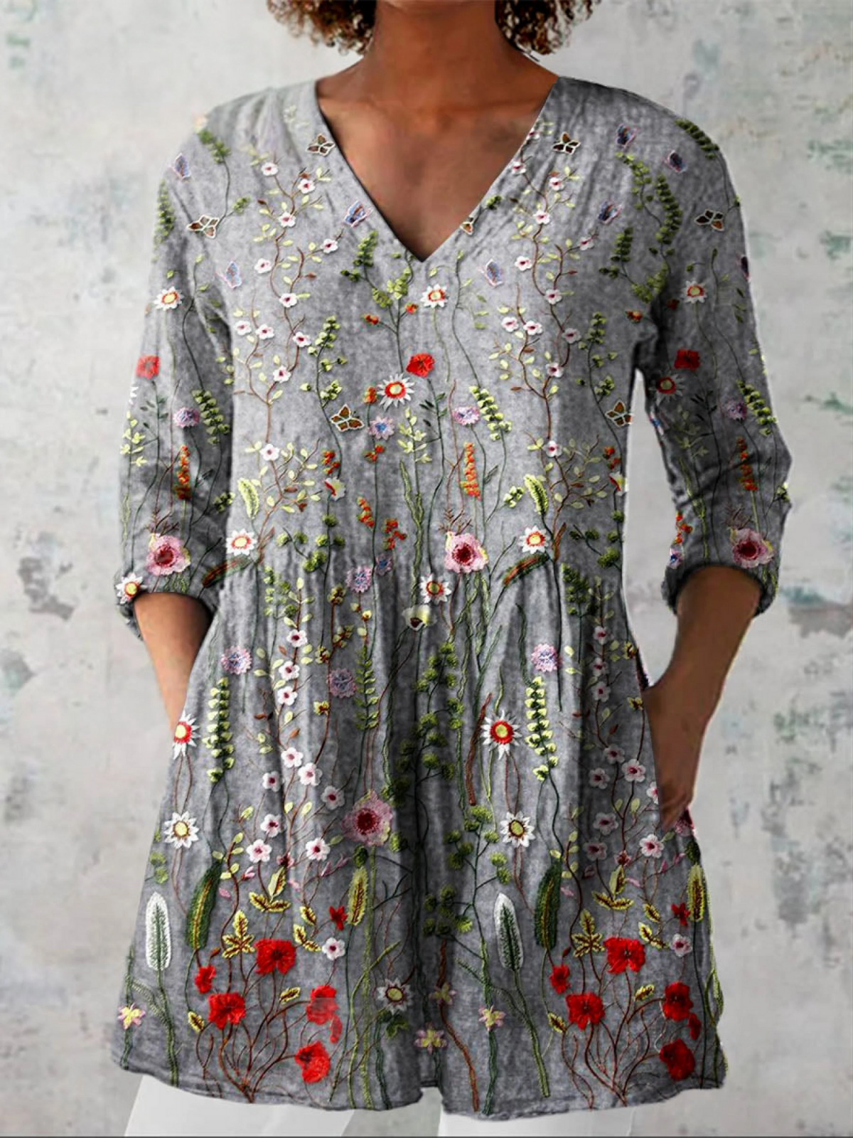 Amelie™ | Lång blus med V-ringning