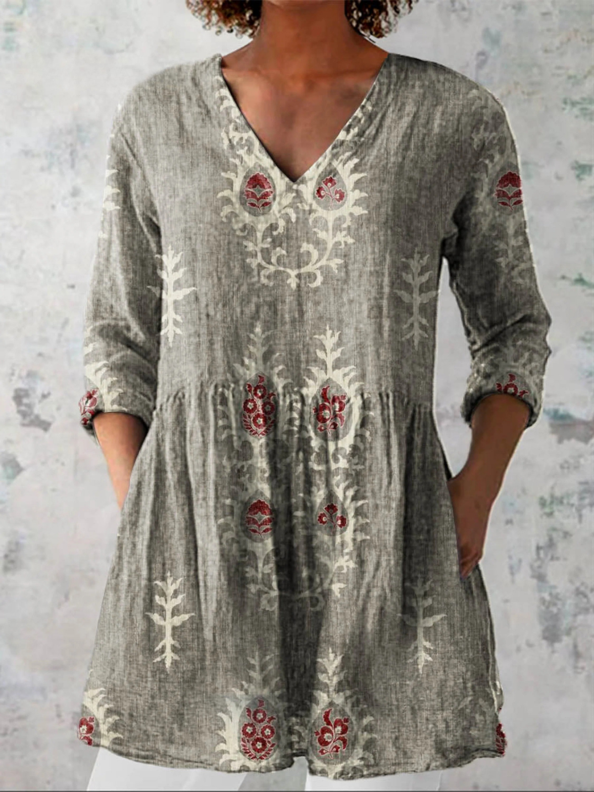 Elise™ | Lång blus med V-ringning