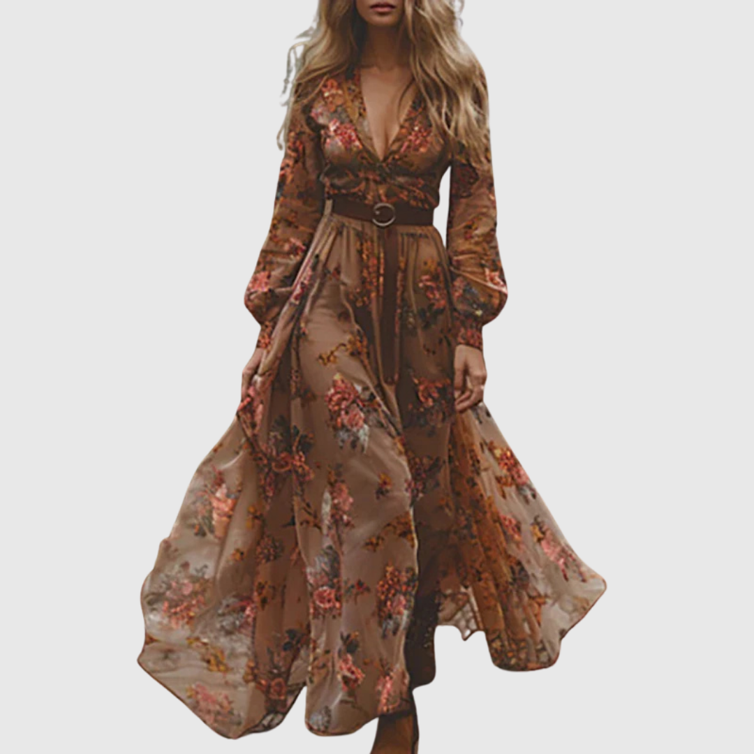Alina Soleil | Romantisk Boho Maxi Klänning