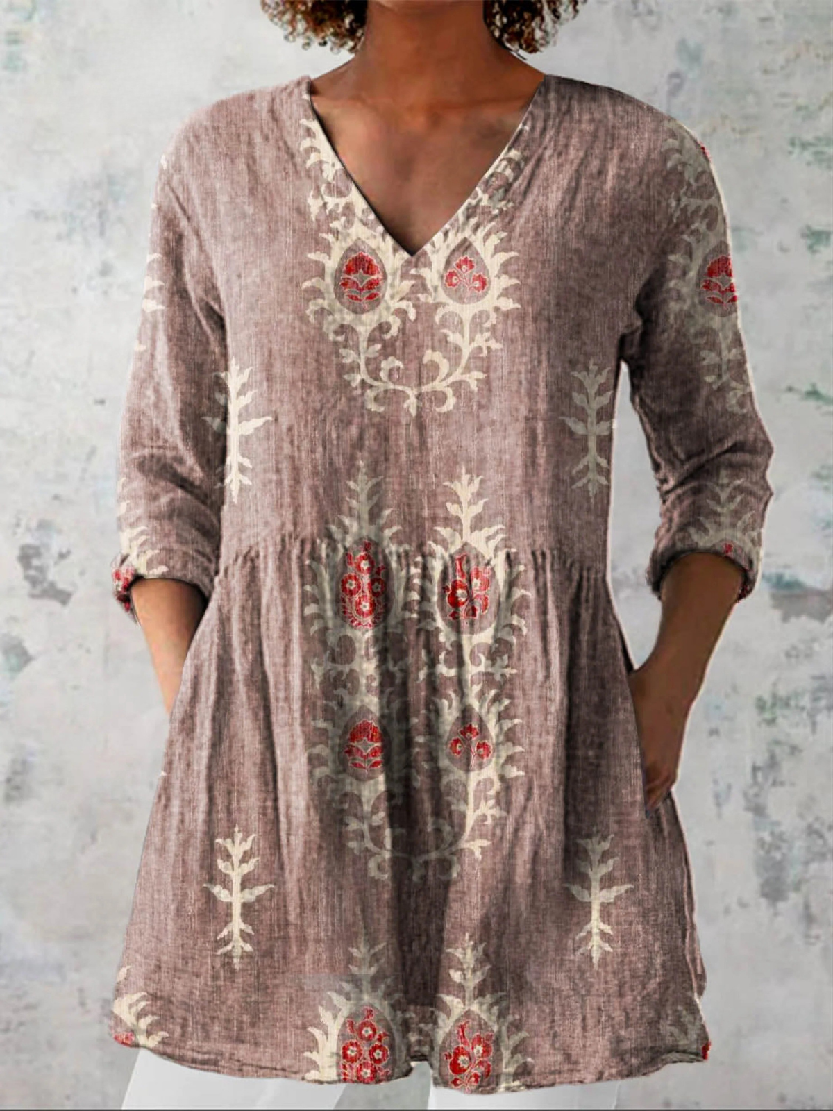 Elise™ | Lång blus med V-ringning