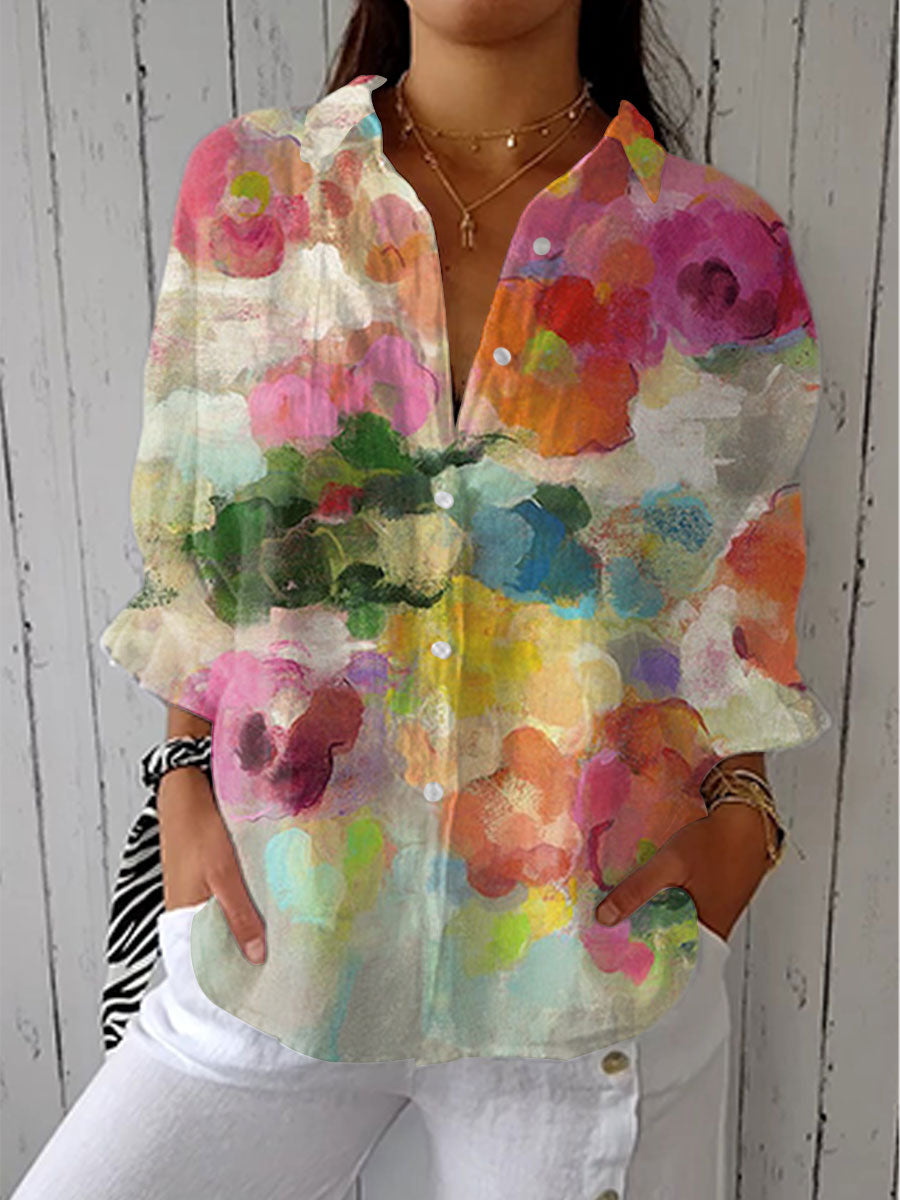 Caroline™ | Blus med blommönster i akvarellstil