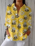 Margaret™ | Blus med blommigt bi-mönster