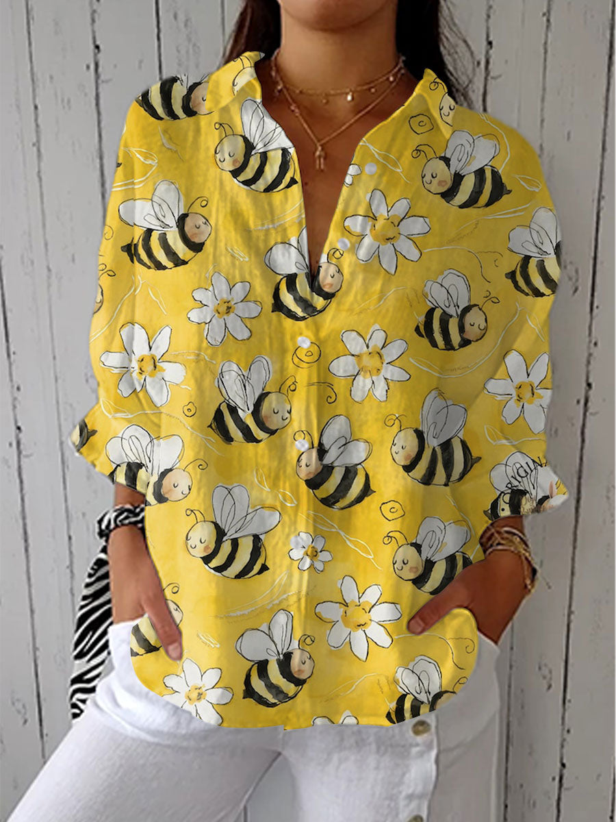 Margaret™ | Blus med blommigt bi-mönster