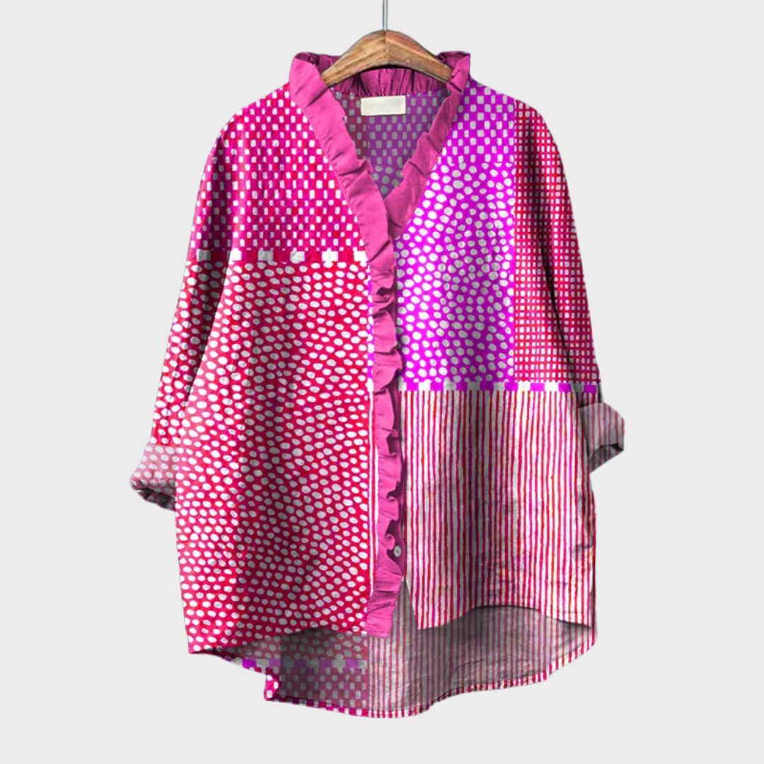 Helga | Elegant linne sommarblus i vit bomull