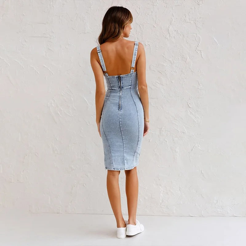 CORALINE | ELEGANT DENIMTRYCKKLÄNNING