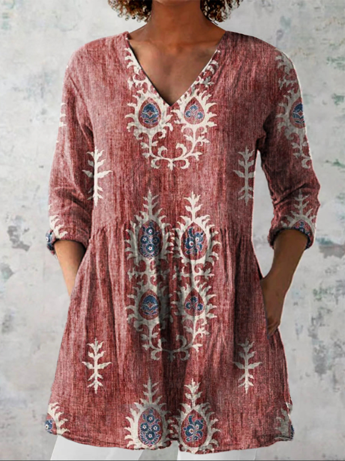 Elise™ | Lång blus med V-ringning
