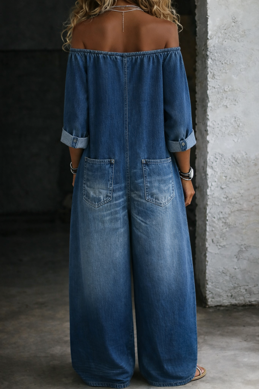 Elena™ | Off-shoulder-overall med långa ärmar