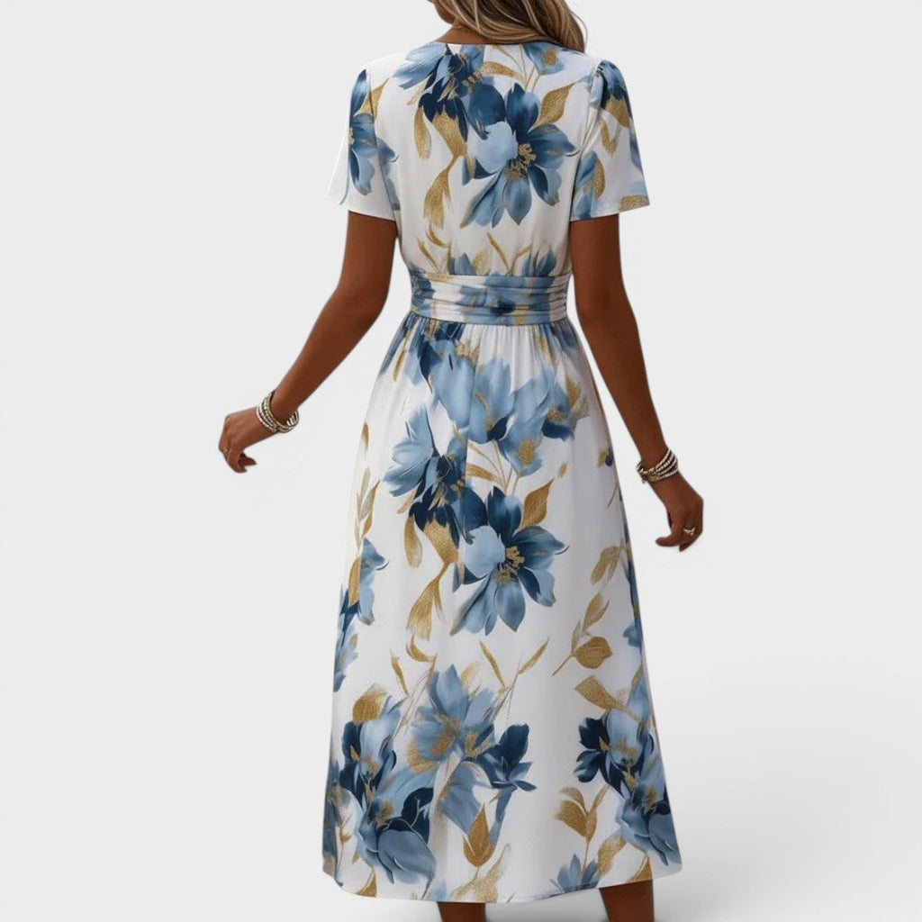 Denise™ | Blommig midilång omlottklänning