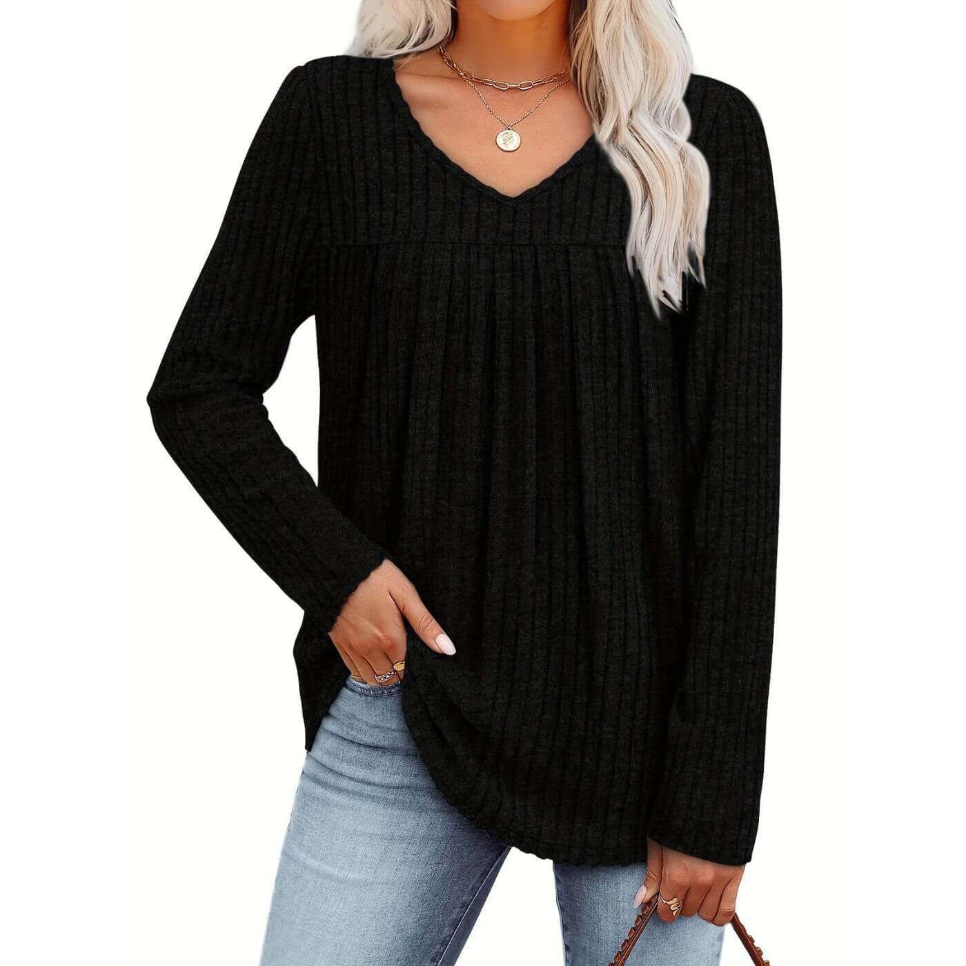 Maja™ | Ribbad V-ringad Blus