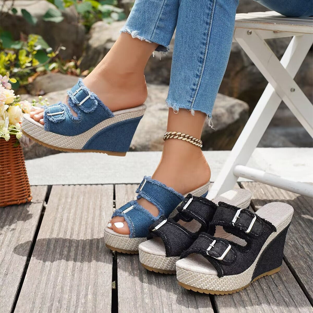 Atelier™ | Sandaler med kilklack och fransiga kanter