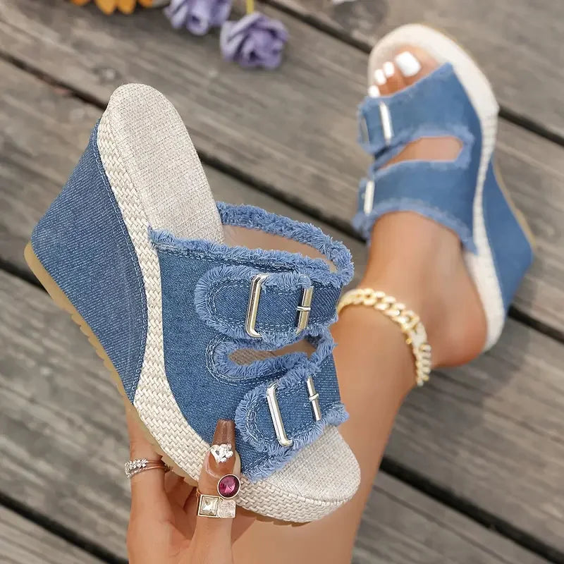 Atelier™ | Sandaler med kilklack och fransiga kanter