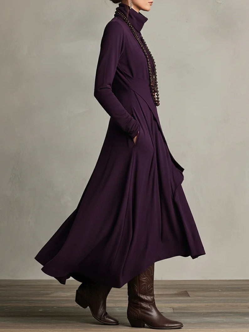 Lonnie | Elegant Höghalset Asymmetrisk Draperad Maxiklänning