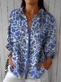 Vivienne™ | Blå blus med blommönster
