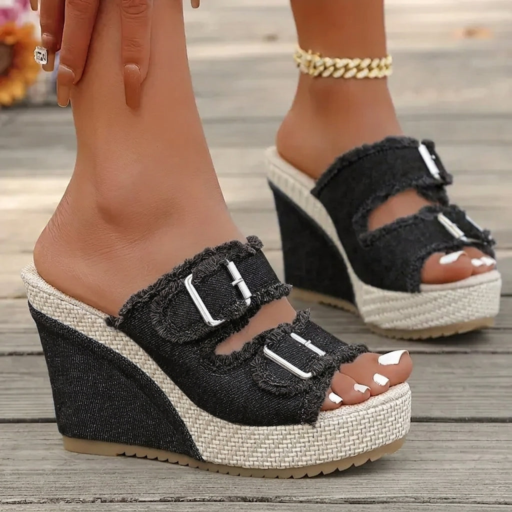 Atelier™ | Sandaler med kilklack och fransiga kanter