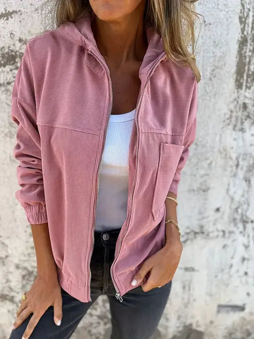 Caroline™ | Cordjacka med dragkedja