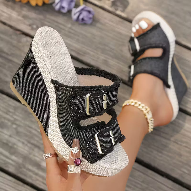 Atelier™ | Sandaler med kilklack och fransiga kanter