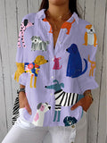 Gillian™ | Blus med lekfullt hundmönster
